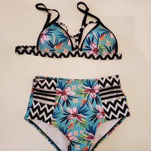 Tropical Triangle High Rise Two Piece Swim Bikini